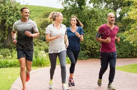 group of friends jogging