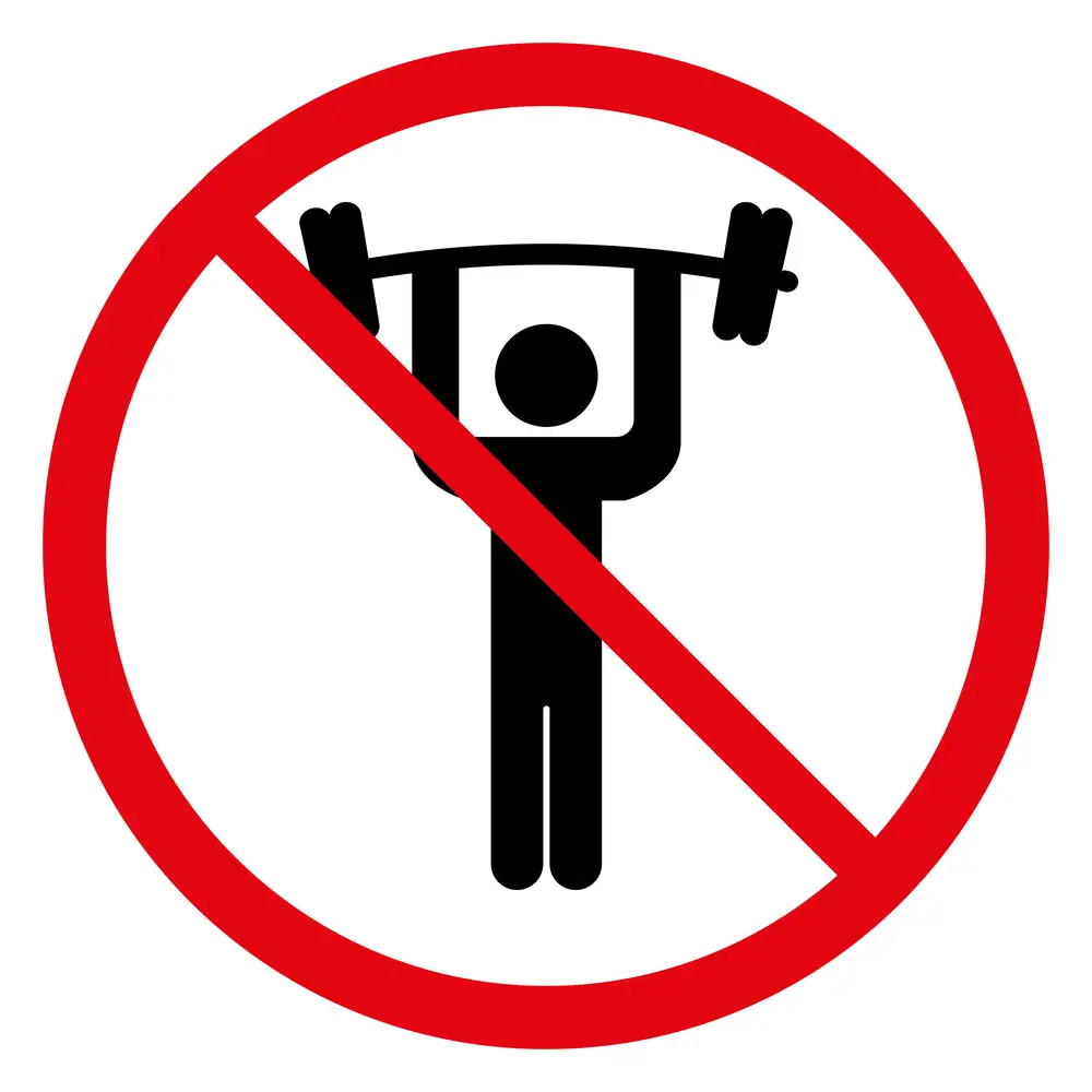 No weightlifting. Ban sign on white background